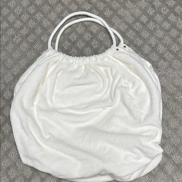 White terry cloth Tote beach Bag - Picture 3 of 7